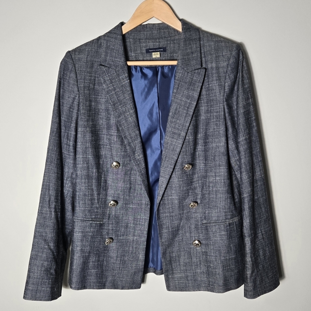 Tommy Hilfiger Women's Blue/grey Size 10 Blazer Excellent Condition